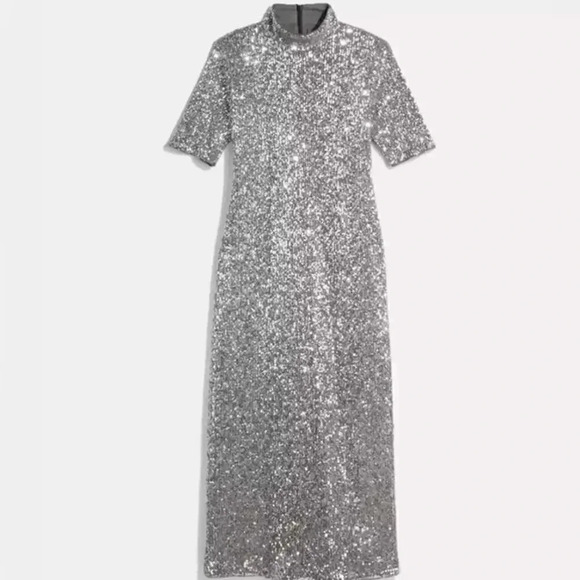 NWT Vineyard vines stretch sequin midi dress. Size L. Rose gold shimmer - Picture 5 of 6